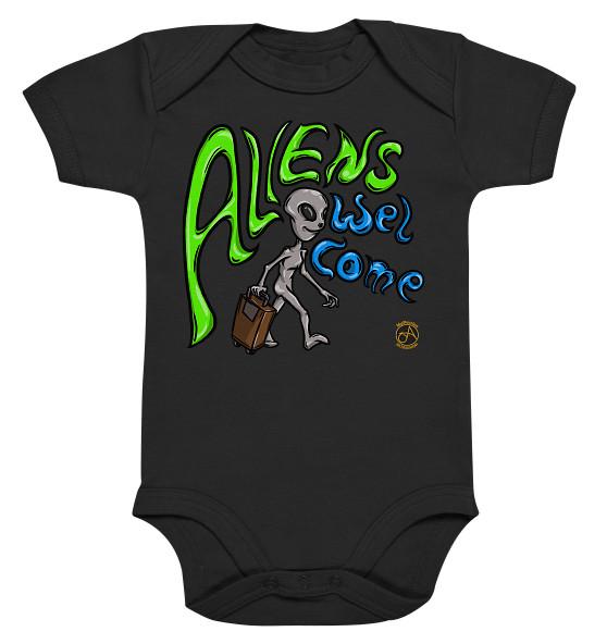 Kollektion Aliens - Design: Aliens Welcome 1 - Organisch Baby Bodysuite